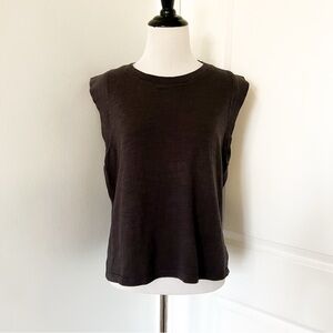 Faherty Charcoal Grey Sleeveless Tee - Large